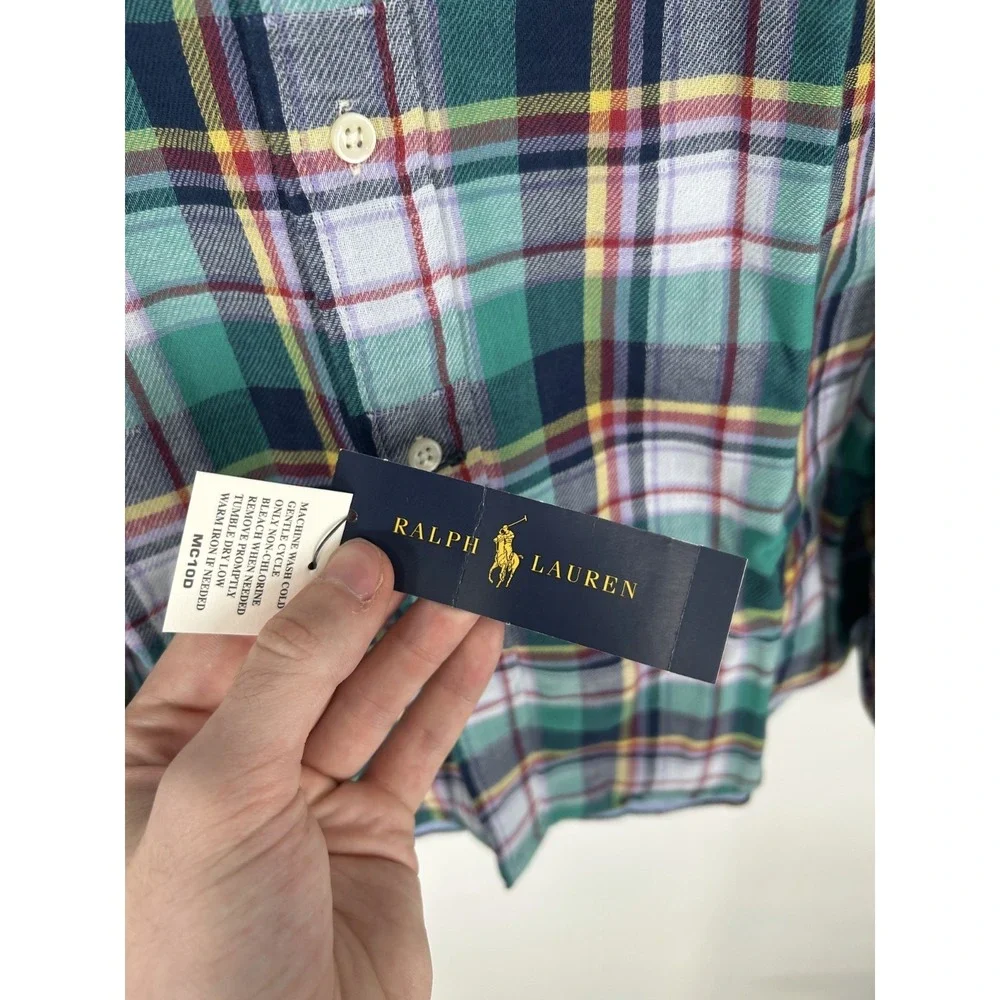 Polo Ralph Lauren Colorful Long‎ Sleeve Button Down Shirt Plaid Pony Mens Small